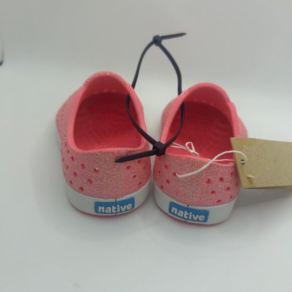 NWT Native Shoes Jefferson Bling Girl's Water Shoes pink sparkle white shell c5 - Picture 8 of 8